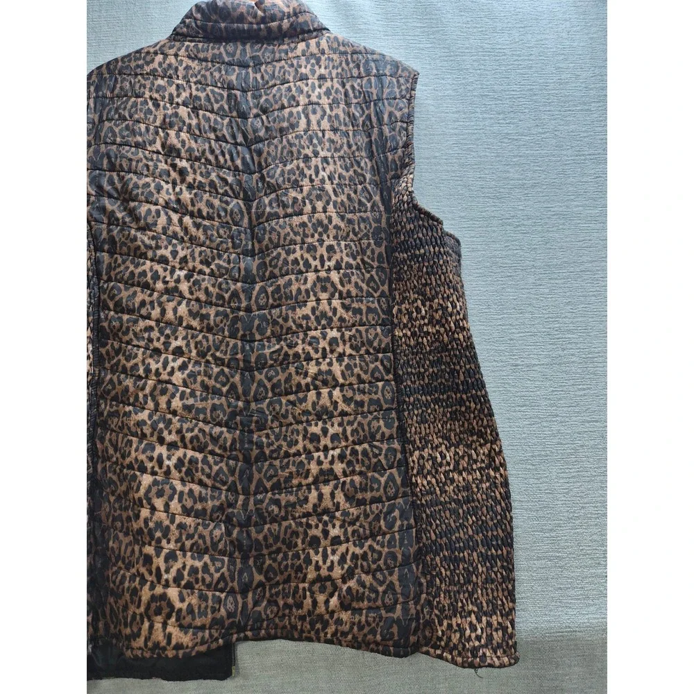 Andrew Marc Puffer Vest Womens 3X Brown Black Lined Mock Neck Winter No Zip